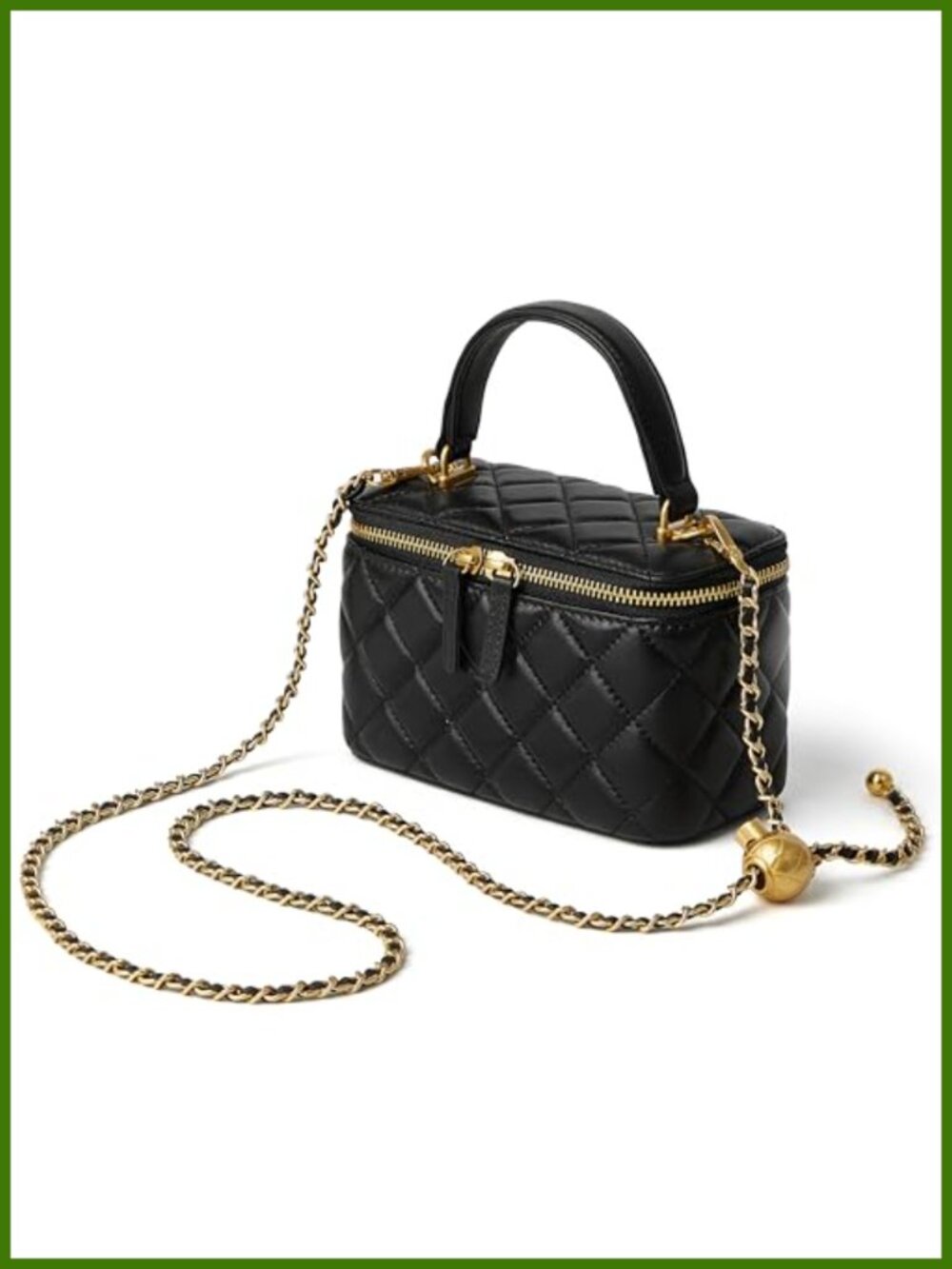Lambskin Leather Quilted Box Crossbody Bag Small Top Handle Purse